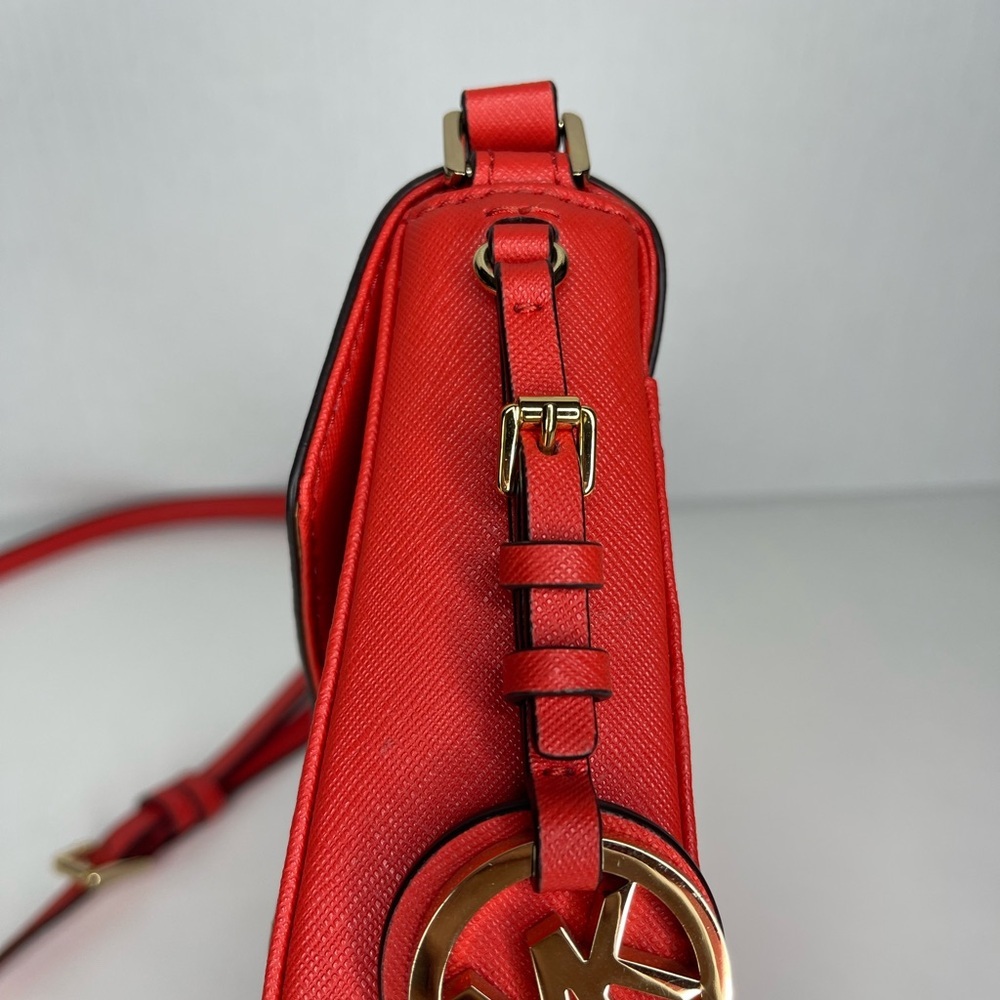 NWOT MICHAEL KORS GREENWICH COLOR POCKET SMALL FLAP CROSSBODY BROWN ORANGE RED - Picture 5 of 12